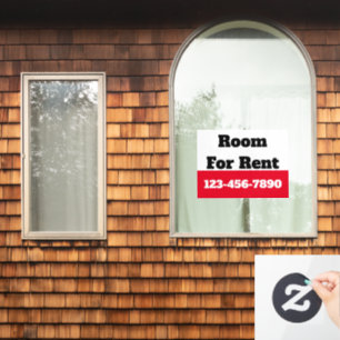 Room For Rent Red Black White Rental Phone Number Window Cling