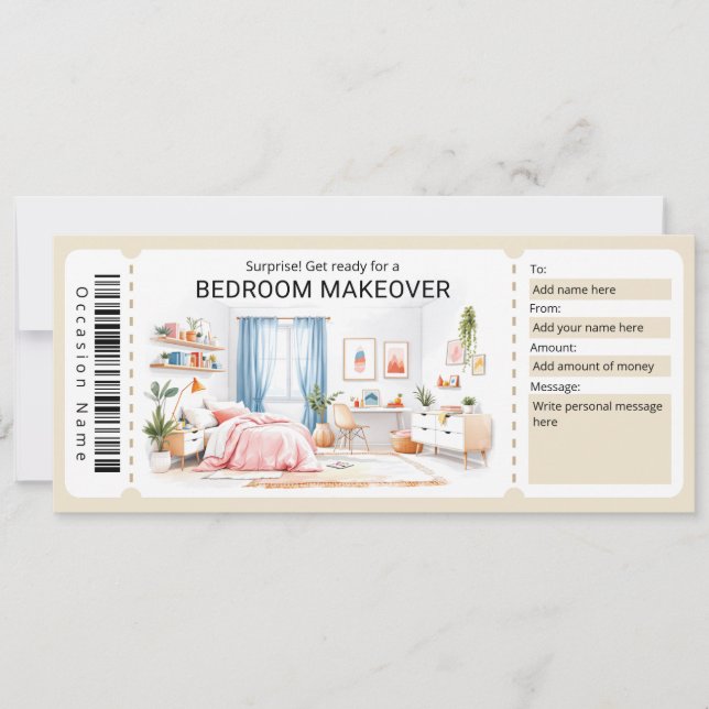 Room Makeover Gift Certificate Invitation (Front)