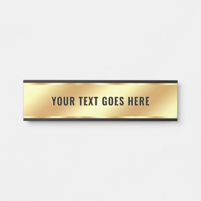 Room Name Elegant Your Custom Text Gold Template Door Sign (Front)