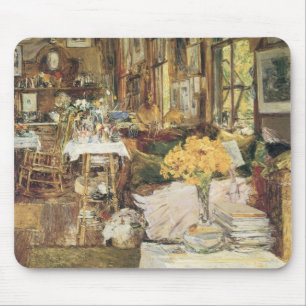 Room of Flowers by Childe Hassam, Vintage Fine Art Mouse Pad