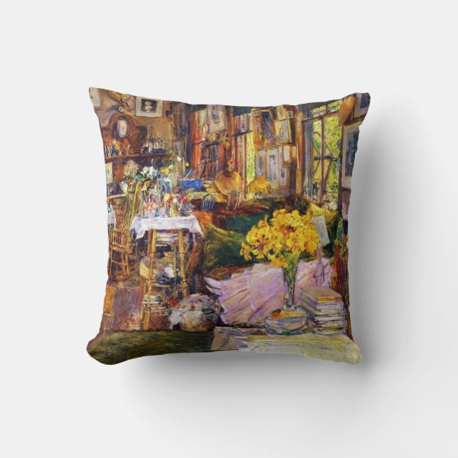 Room of Flowers by Frederick Childe Hassam Throw Pillow (Front)