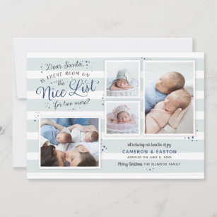 Room on the Nice List Twin Birth Announcement