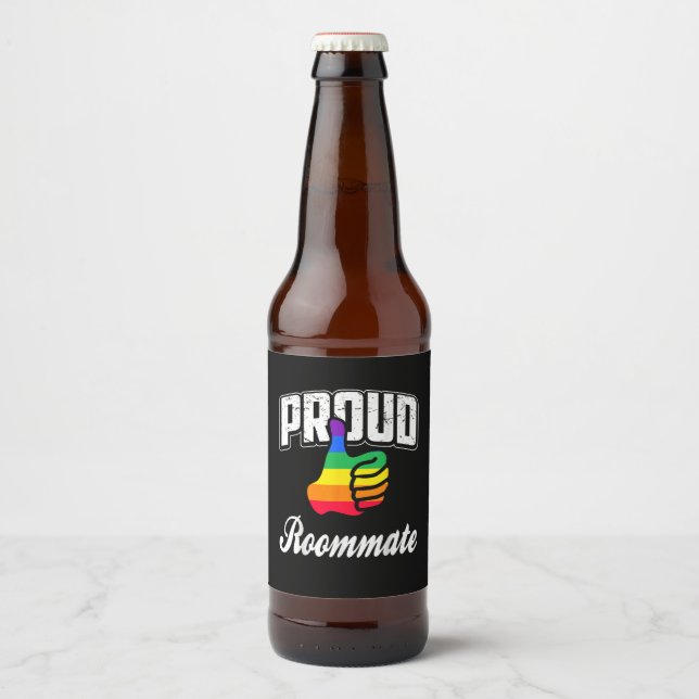 Roommate Gay Pride Beer Bottle Label (Front)