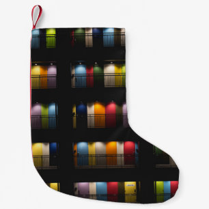 ROOMS WITH ASSORTED-COLOR DOORS SMALL CHRISTMAS STOCKING