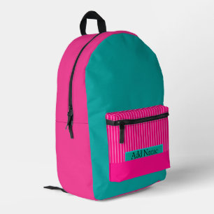 Roomy Girls Hot Pink and Teal Lightweight  Printed Backpack