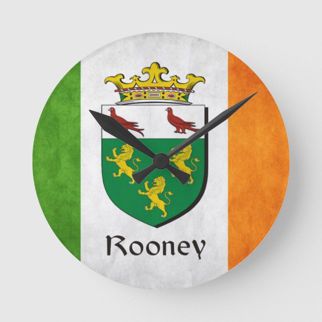 Rooney Irish Flag Round Clock (Front)