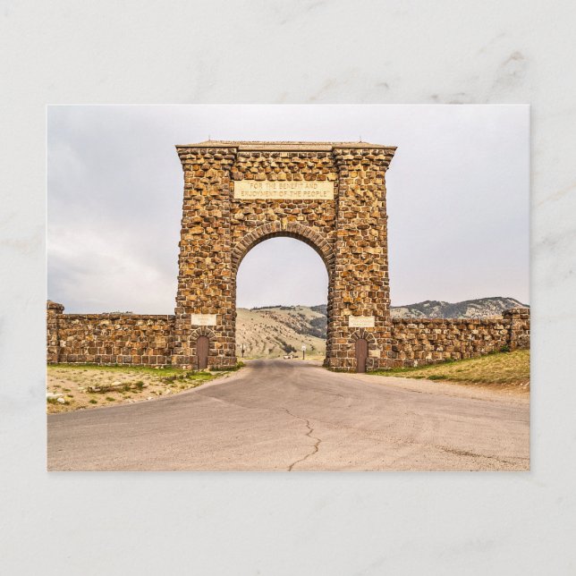 Roosevelt Arch at the North End of Yellowstone Postcard (Front)