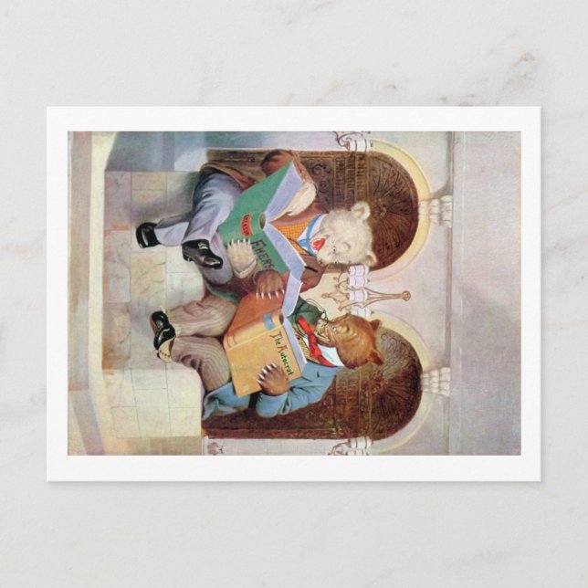 Roosevelt Bears at the Public Library Postcard (Front)