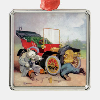 Roosevelt Bears Car Mechanics. Metal Ornament