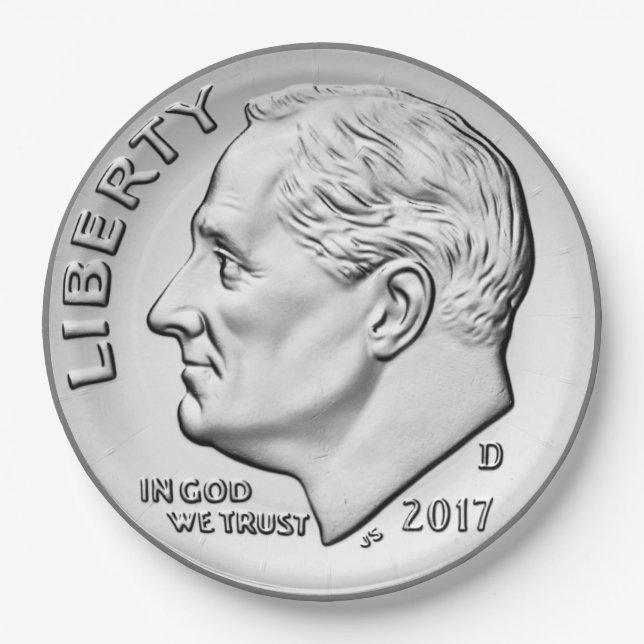 Roosevelt Dime Paper Plate (Front)