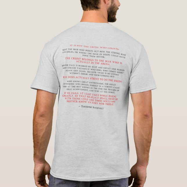 Roosevelt Man in the Arena Warrior Graphic in Grey T-Shirt (Back)