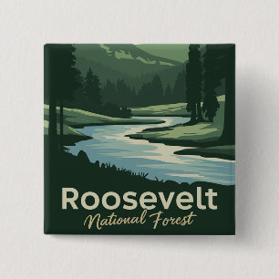 Roosevelt National Forest Minimal Travel Art  2 Inch Square Button