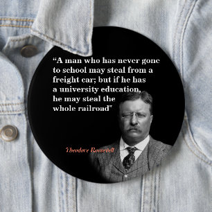 Roosevelt Theodore quote famous “teddy Roosevelt” 6 Inch Round Button