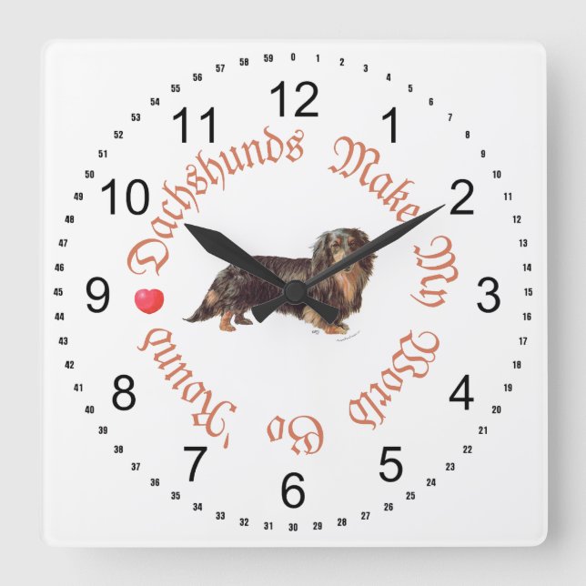 Rooshund Make My World Square Wall Clock (Front)