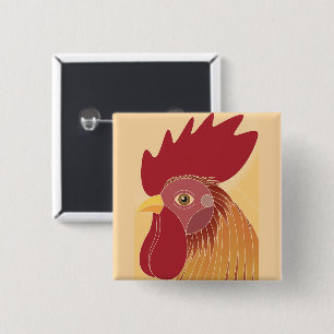 Rooster 2 Inch Square Button