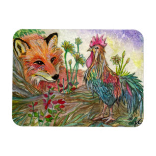 Rooster And Fox Magnet