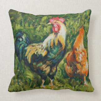 Rooster and Hen Throw Pillow