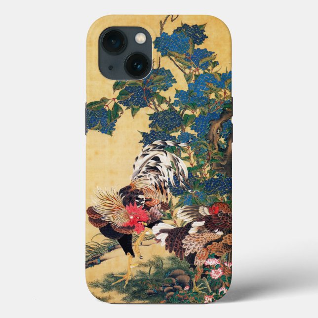Rooster and Hen with Hydrangeas by Ito Jakuchu Case-Mate iPhone Case (Back)