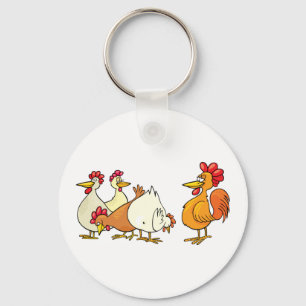 Rooster And Hens Keychain