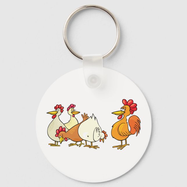 Rooster And Hens Keychain (Front)