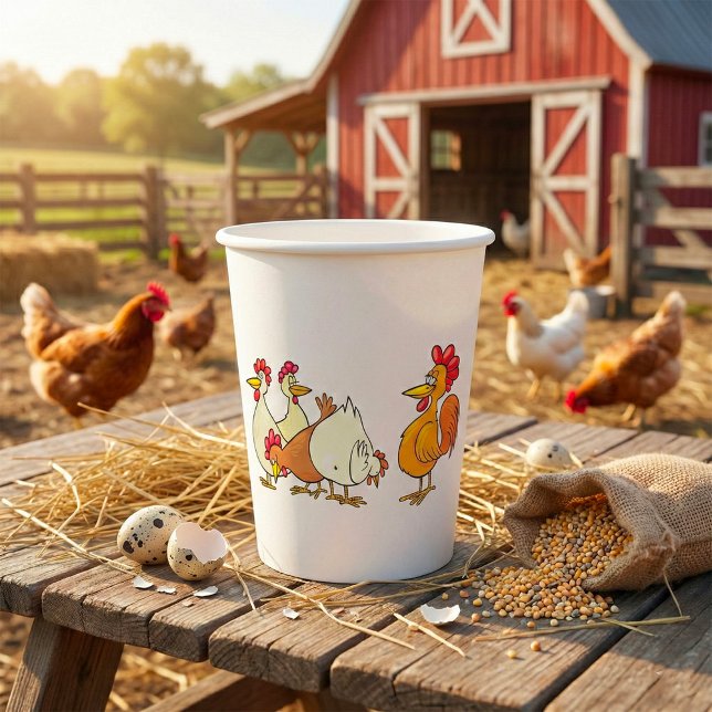 Rooster And Hens Paper Cups (Creator Uploaded)