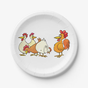 Rooster And Hens Paper Plate
