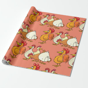Rooster And Hens Wrapping Paper
