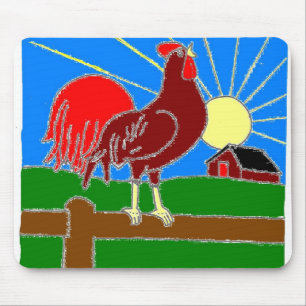 Rooster and Sun Mousepad