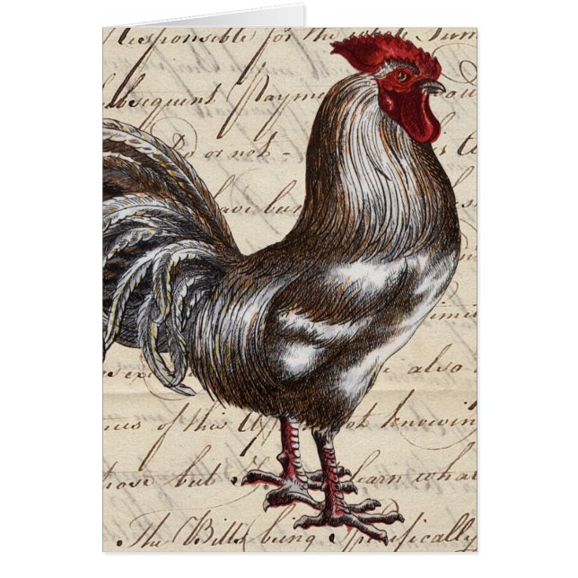 Rooster and Vintage Ephemera Blank All Occassions (Front)