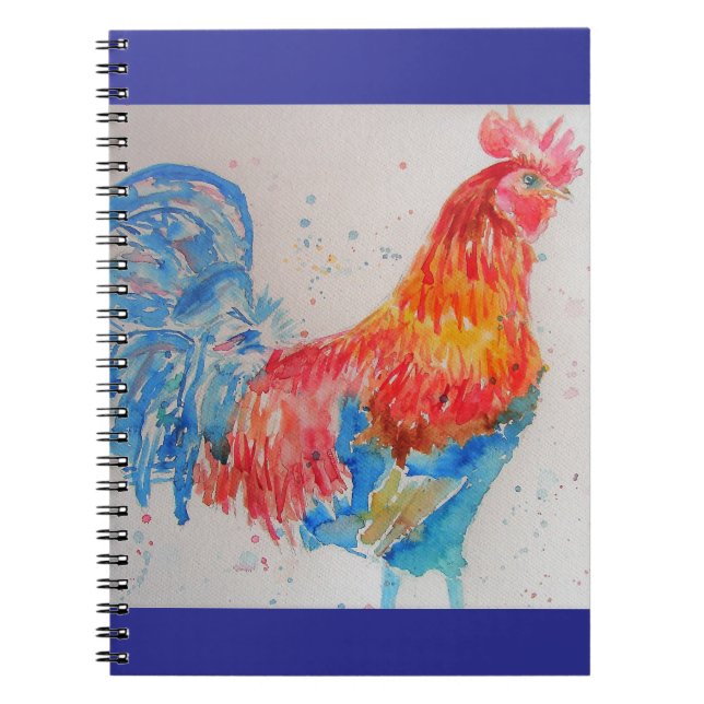 Rooster Aquarelle Poulet Oiseaux Enfants Carnet (Devant)