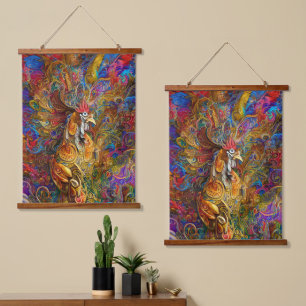Rooster Art: A Feathered Masterpiece Hanging Tapestry