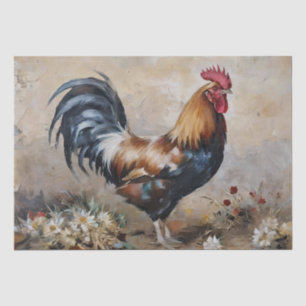 Rooster Art Oil Painting Decoupage Tissue Paper