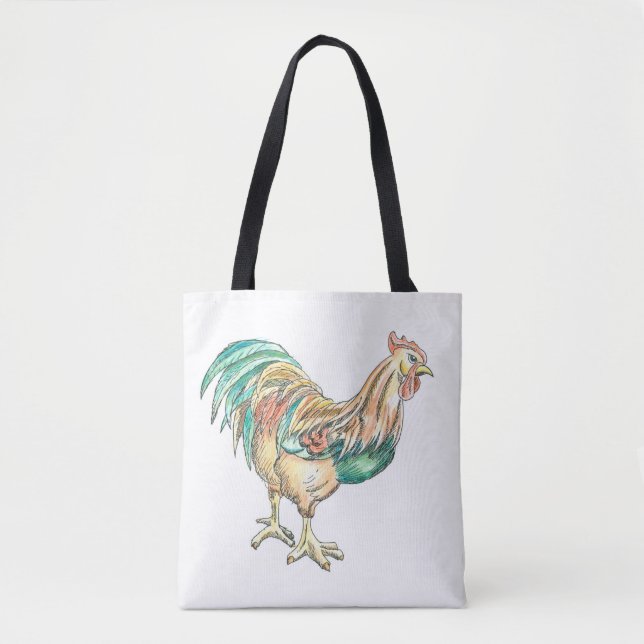 Rooster Art Tote Bag (Front)