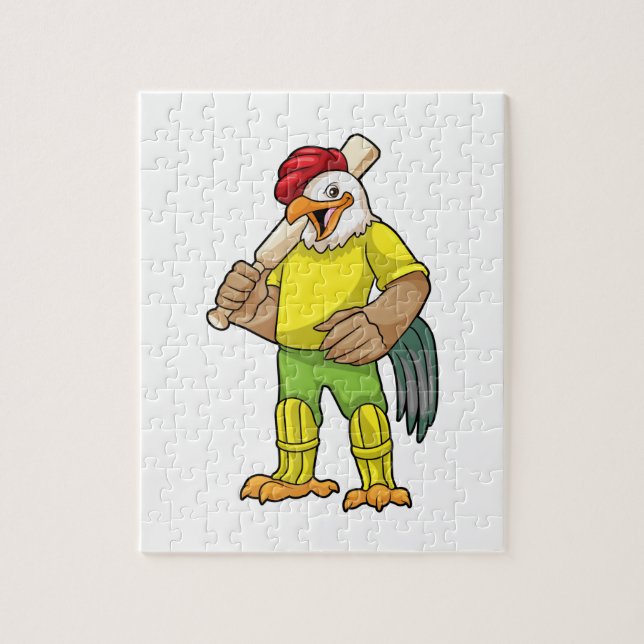 Rooster as Batsman with Cricket bat Jigsaw Puzzle (Vertical)