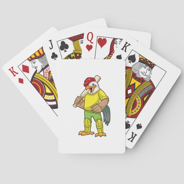 Rooster as Batsman with Cricket bat Playing Cards (Back)