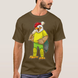 Rooster as Batsman with Cricket bat T-Shirt