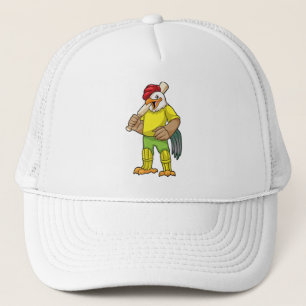 Rooster as Batsman with Cricket bat Trucker Hat