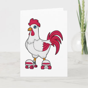 Rooster at Inline skating with Roller skates Card