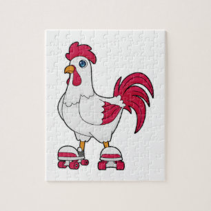 Rooster at Inline skating with Roller skates Jigsaw Puzzle