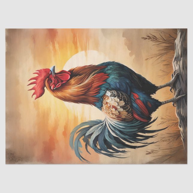 Rooster At Sunrise Tissue Paper (Front)