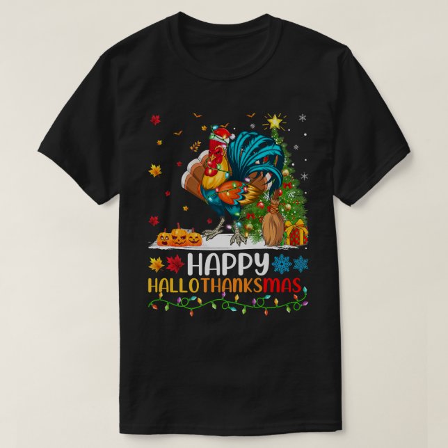 Rooster Bird Lover Funny Rooster HelloThanksMas  T-Shirt (Design Front)