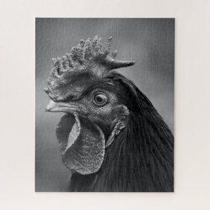 Rooster Black and White Jigsaw Puzzle