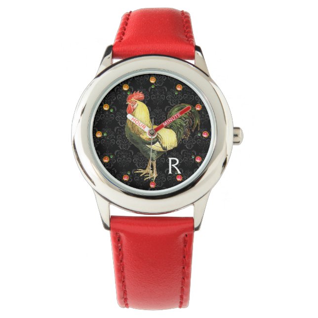 ROOSTER Black White Damask Monogram Watch (Front)