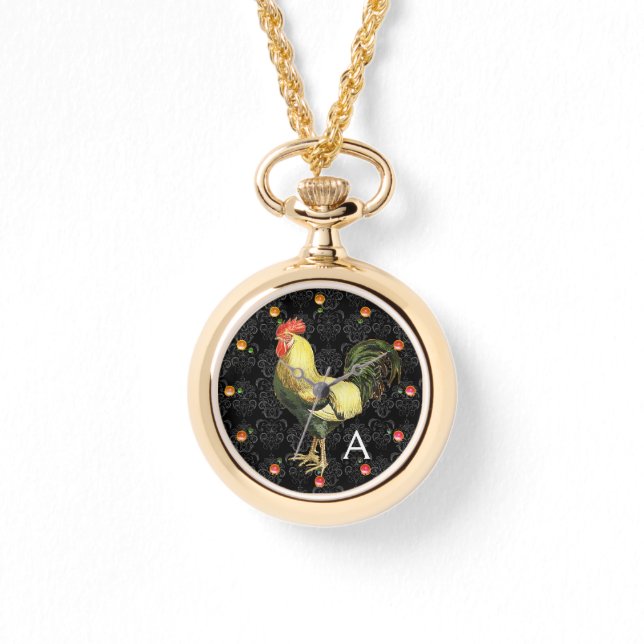 ROOSTER Black White Damask Monogram Watch (Front)