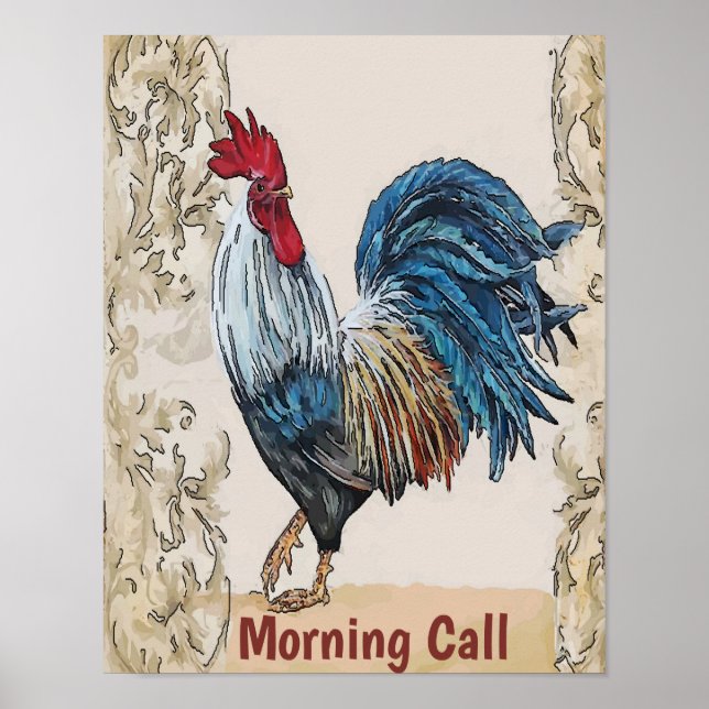 Rooster, Blue Hens, Edit Text Poster (Front)
