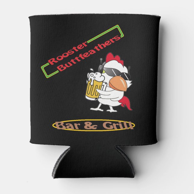 Rooster Buttfeathers Can Coozy Cooler (Front)