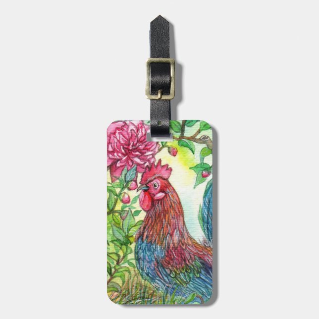 Rooster By Peony Luggage Tag (Front Vertical)
