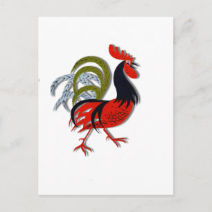 Rooster Cartoon Animated Customize Red Postcard