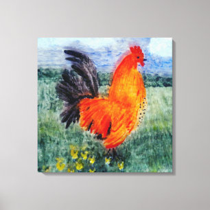 Rooster Chicken Art Country Canvas Print