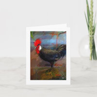 Rooster Chicken Art Print Note Card-Blank